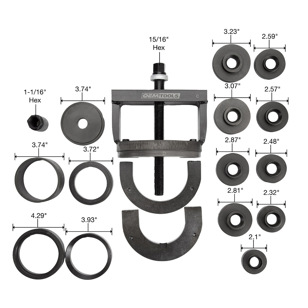 OEMTOOLS 37342 Master Wheel Hub and Bearing Remover and Installer Set Additional Image 4