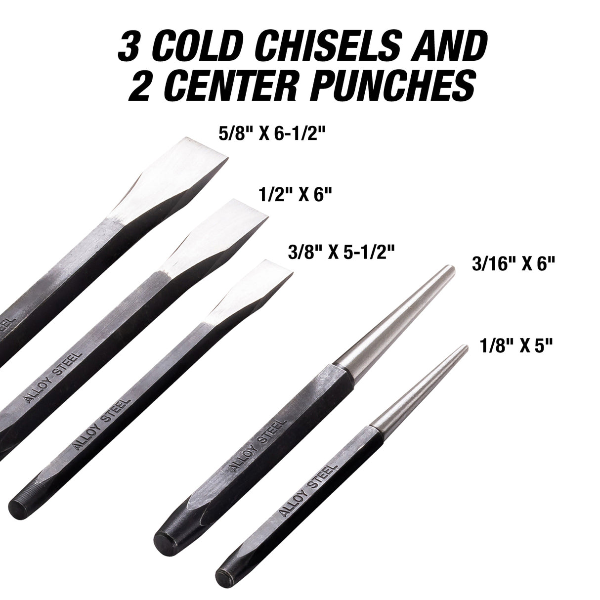 OEMTOOLS 25515 16 Piece Punch and Chisel Set Additional Image 2