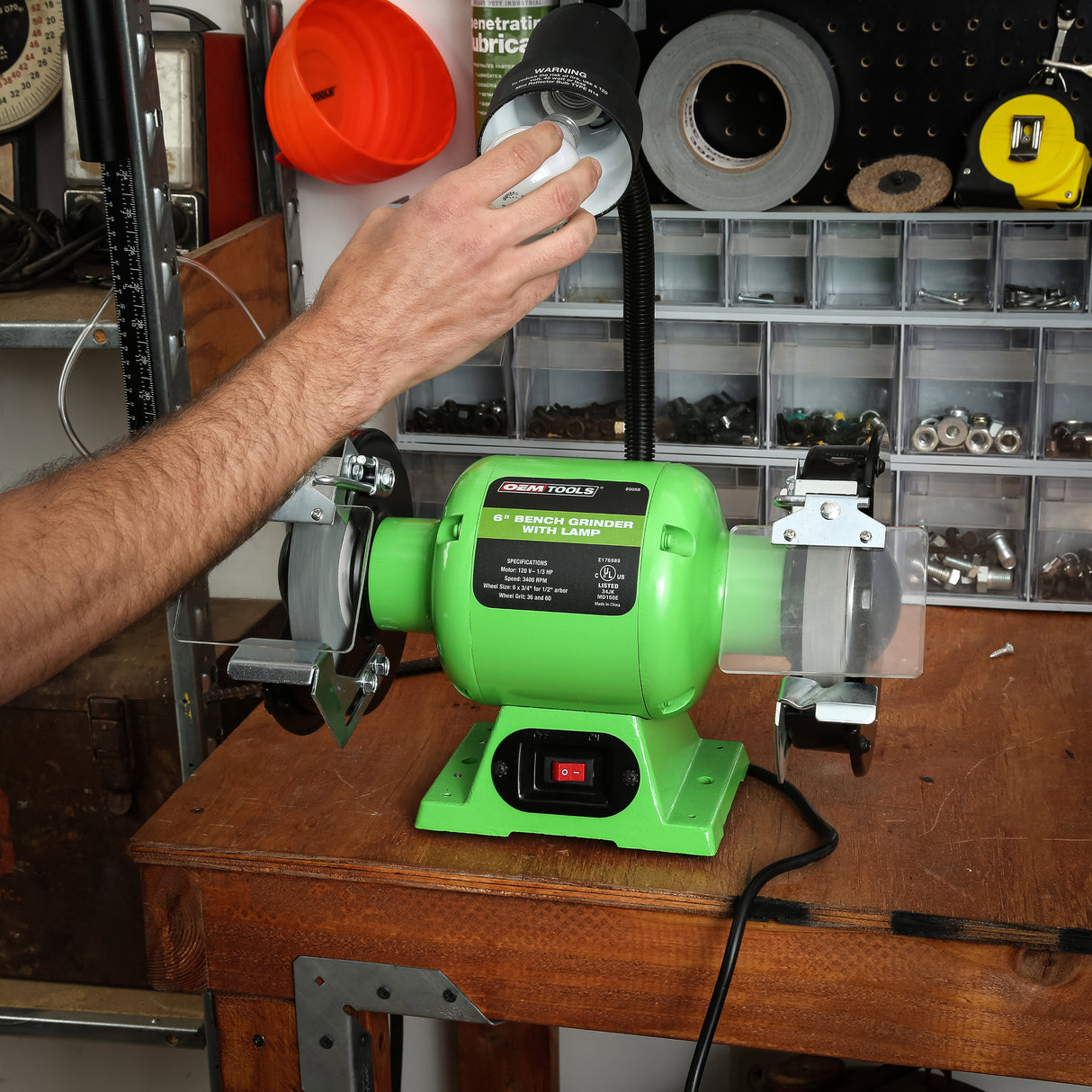 OEMTOOLS 80058 6in. Bench Grinder with Lamp Additional Image 6