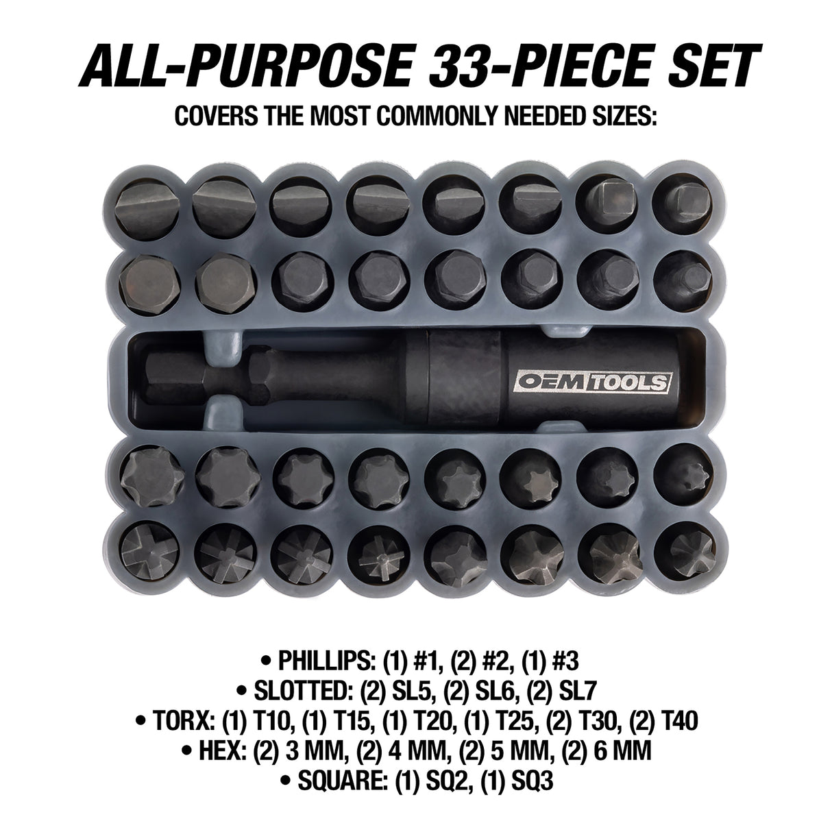 OEMTOOLS 25960 33 Piece Impact Rated Driving Bit Set Additional Image 5