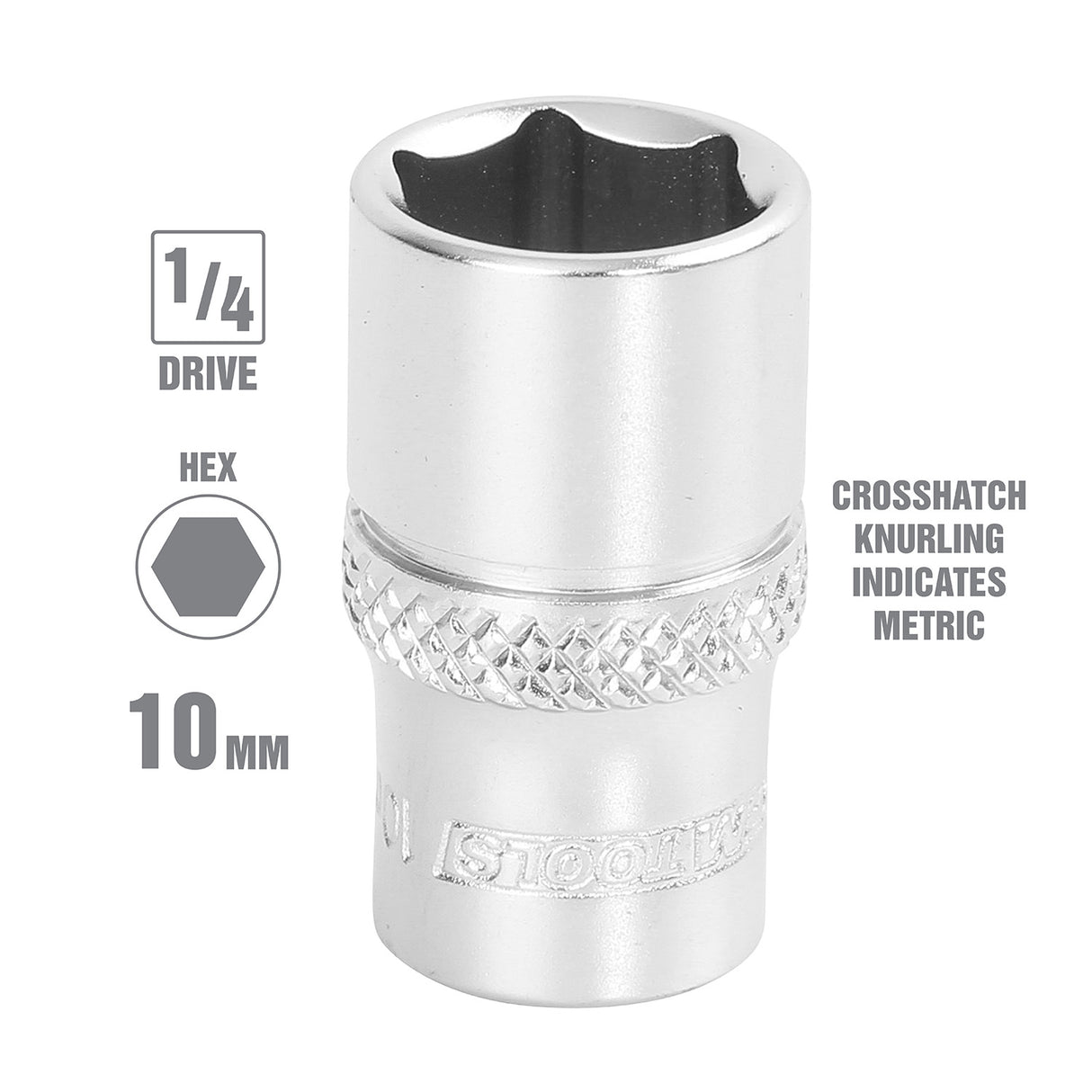 OEMTOOLS 22247 1/4 Inch Drive 6 Pt. Socket (10 mm) Additional Image 1