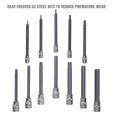 OEMTOOLS 23538 12 Piece Extra Long Hex Bit Socket Set (Metric) Additional Image 4
