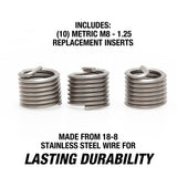 OEMTOOLS 25629 Thread Repair Insert - Metric M8 - 1.25 (10 Piece) Additional Image 1
