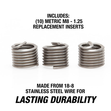 OEMTOOLS 25629 Thread Repair Insert - Metric M8 - 1.25 (10 Piece) Additional Image 1