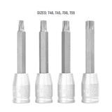 OEMTOOLS 25418 4 Piece Long Star Socket Set (3/8 Inch Drive) Additional Image 2