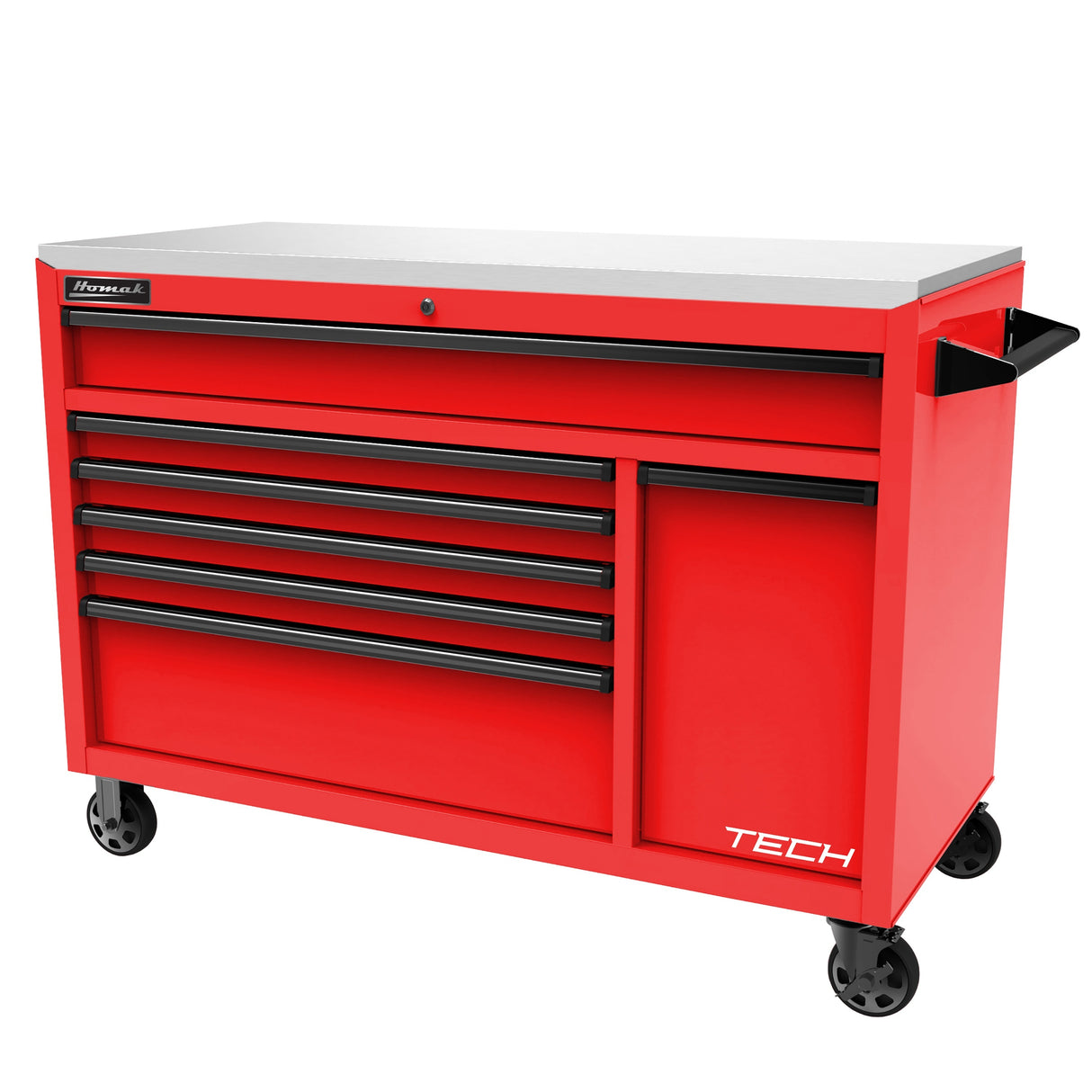 Homak 54in. TECH 7-Drawer Rolling Workstation - Red Main Image