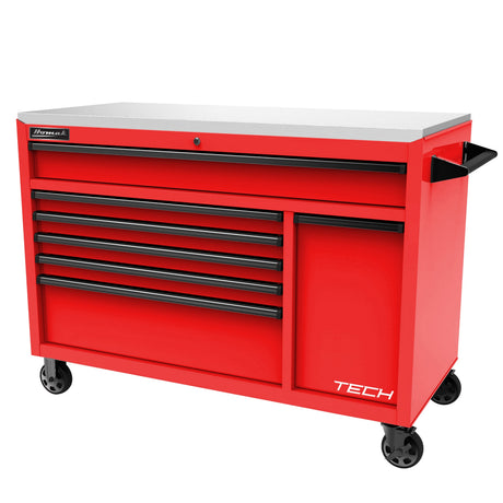Homak 54in. TECH 7-Drawer Rolling Workstation - Red Main Image
