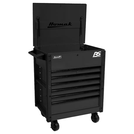 Homak 35in. 7-Drawer Flip-Top Service Cart - Black Main Image