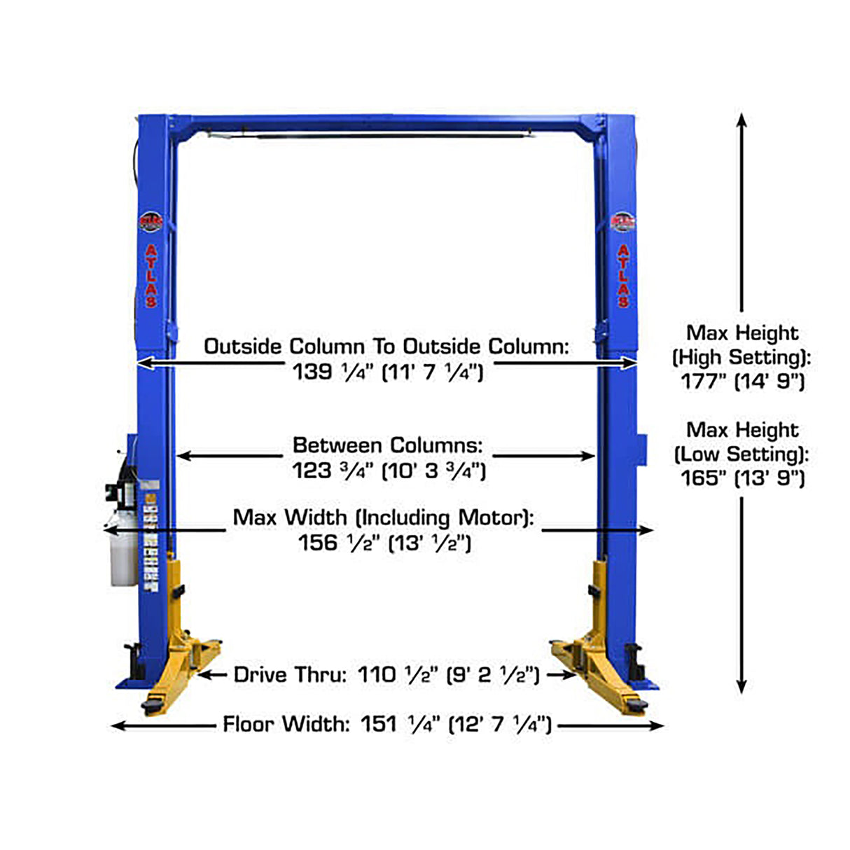 Atlas Equipment Platinum PVL12 12,000 Lb. 2-Post Lift Additional Image 2