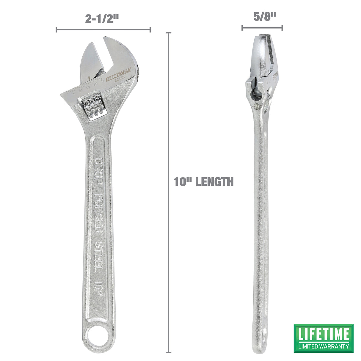 OEMTOOLS 22653 10 Inch Adjustable Wrench Additional Image 1