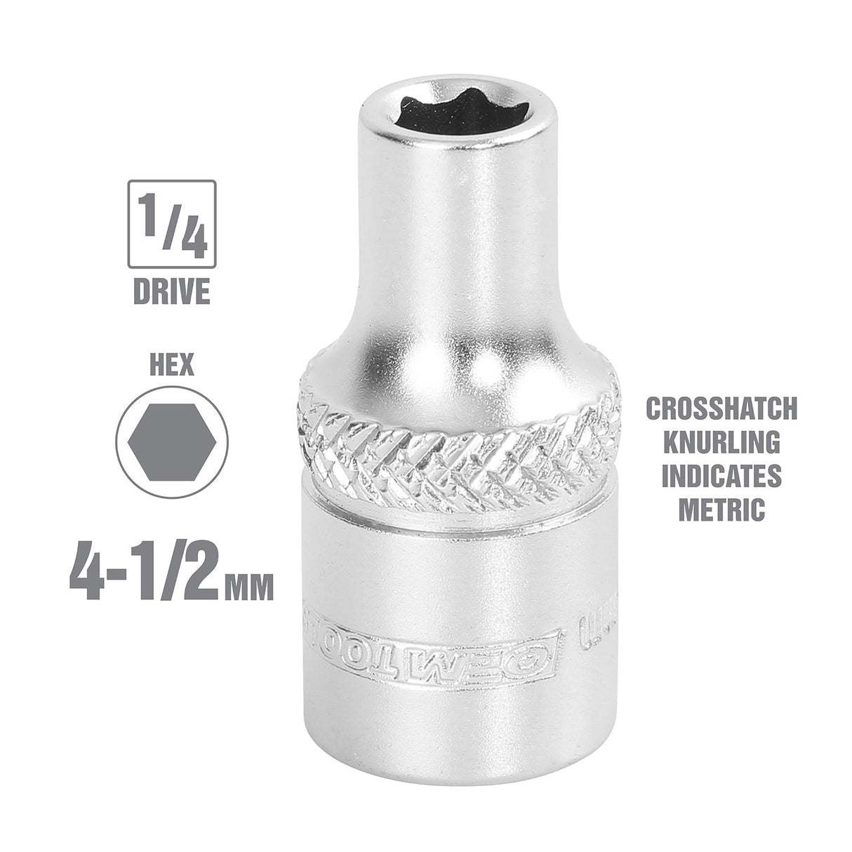 OEMTOOLS 22240 1/4 Inch Drive 6 Pt. Socket (4.5 mm) Additional Image 1