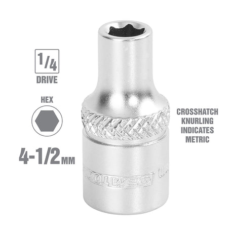 OEMTOOLS 22240 1/4 Inch Drive 6 Pt. Socket (4.5 mm) Additional Image 1