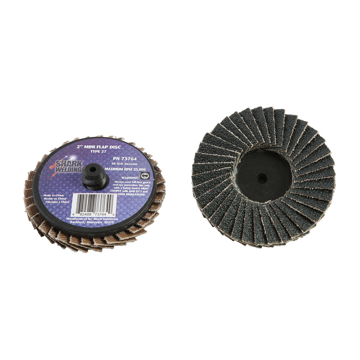 Shark Industries 13056 2in. Mini Flap Discs Assorted Grits, 6 Pack Additional Image 1