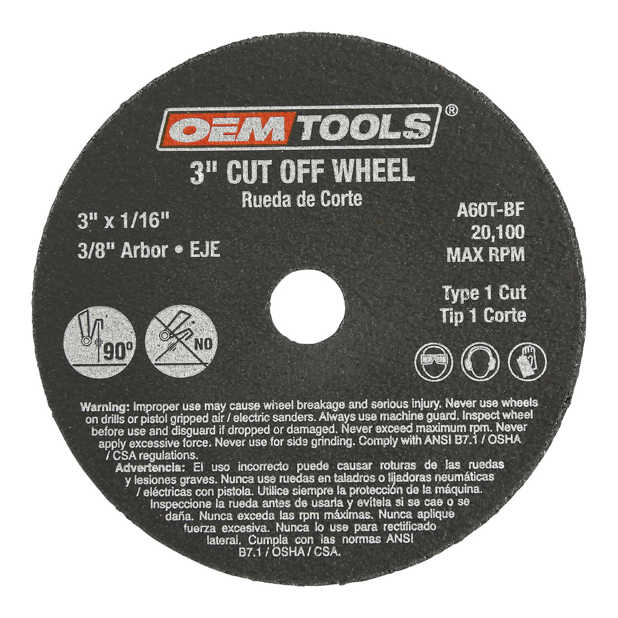 OEMTOOLS 26509 3 X 1/16in. X 3/8 Cut Off Wheel - 2 Pc. Additional Image 2