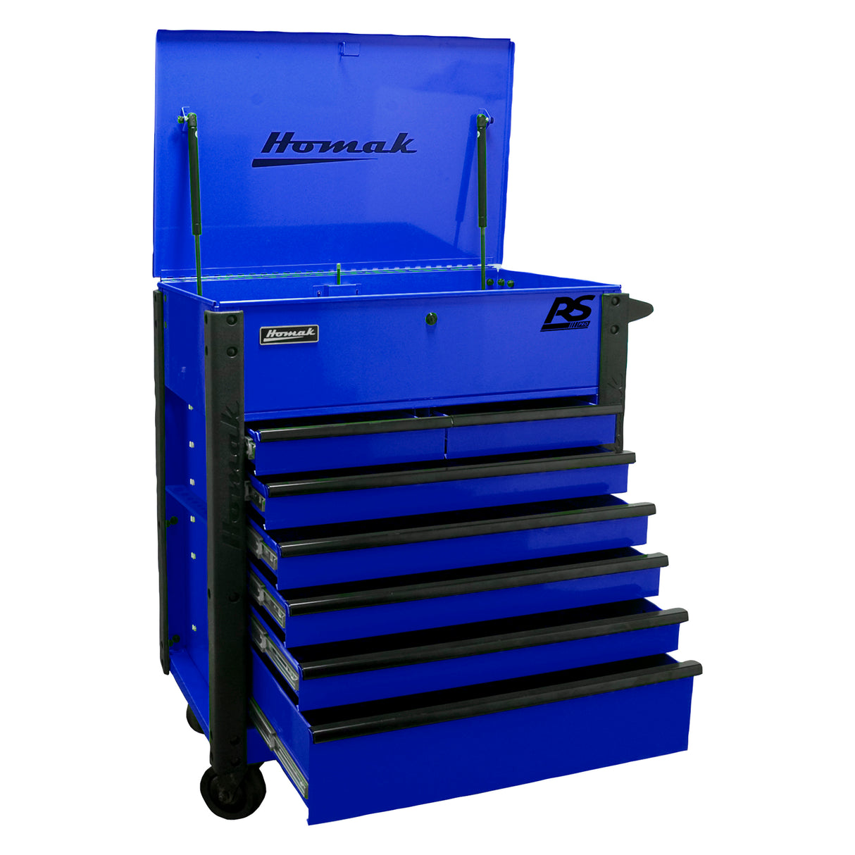 35in. 7 Drawer Flip Top Service Cart - Blue Additional Image 1