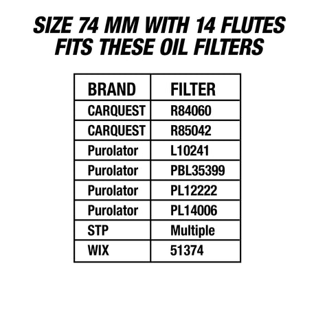 OEMTOOLS 87144 74 mm and 14 Flute Oil Filter Wrench Additional Image 7