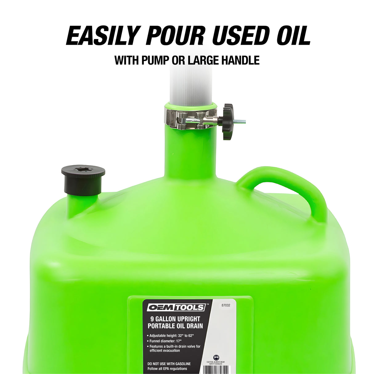 OEMTOOLS 87232 9 Gallon Upright Portable Oil Drain Additional Image 3