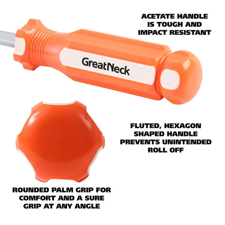 GreatNeck 73033 5/16 x 6 Inch Slotted Square Shank Screwdriver Additional Image 1