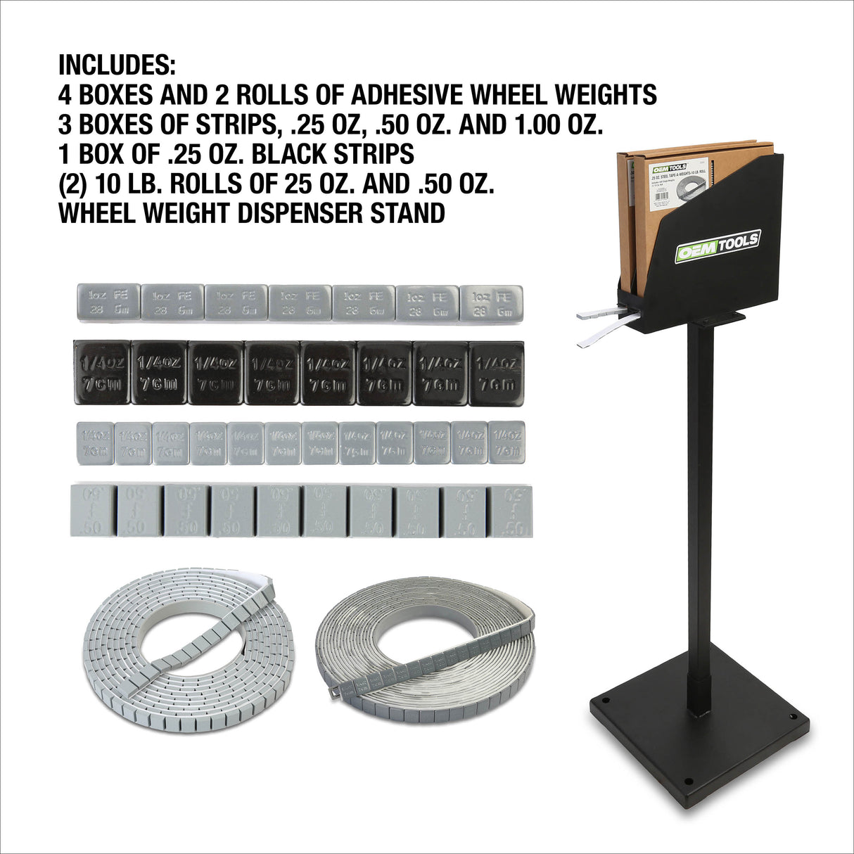 OEMTOOLS 68955A Adhesive Wheel Weight Starter Kit with Stand Additional Image 1