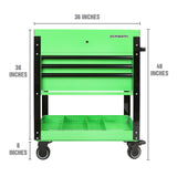 OEMTOOLS 24731 3 Drawer Slide Top Tool Cart - Green Additional Image 1