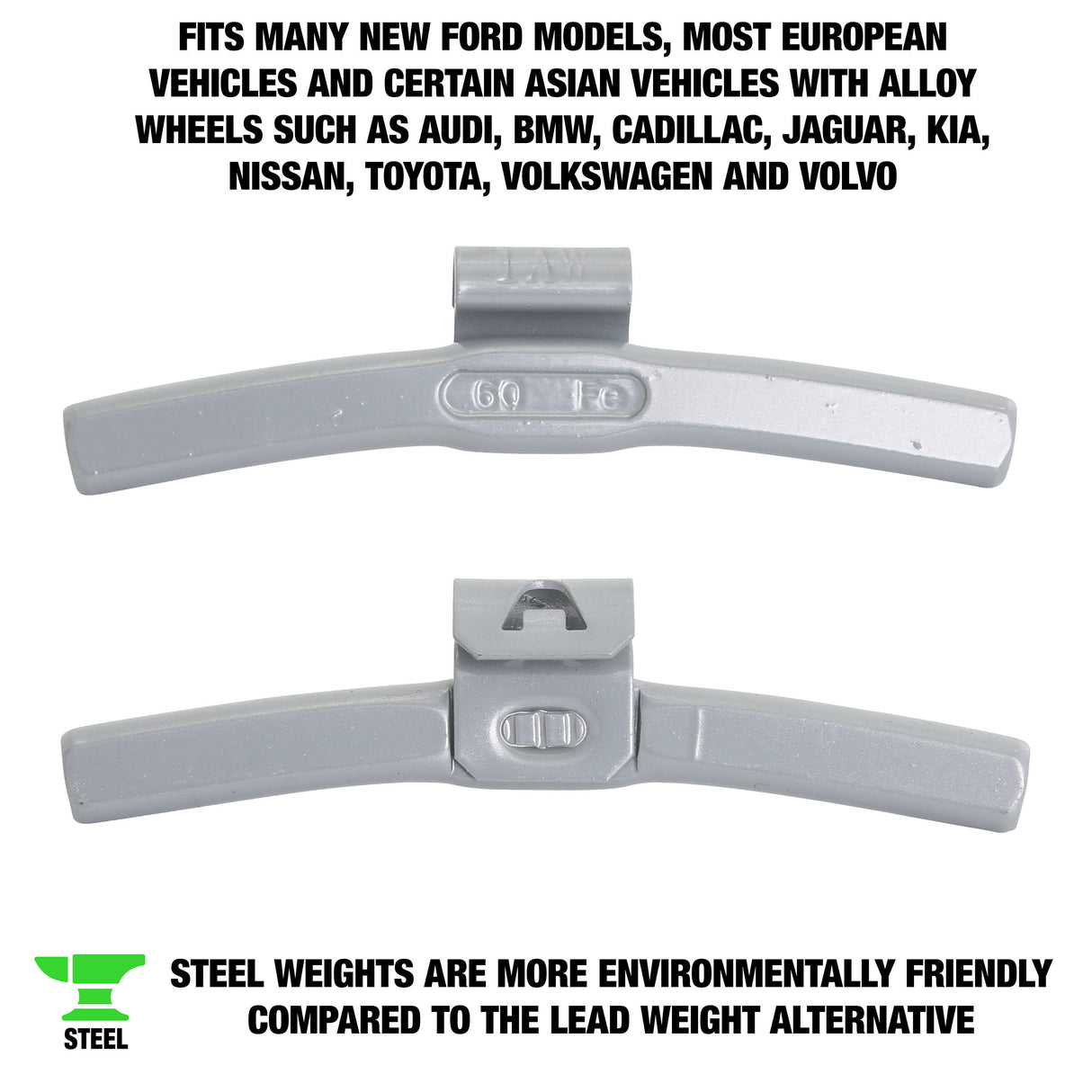 OEMTOOLS 23310 60 gm. IW Style Steel Wheel Weight - 1 Box of 25 Additional Image 1