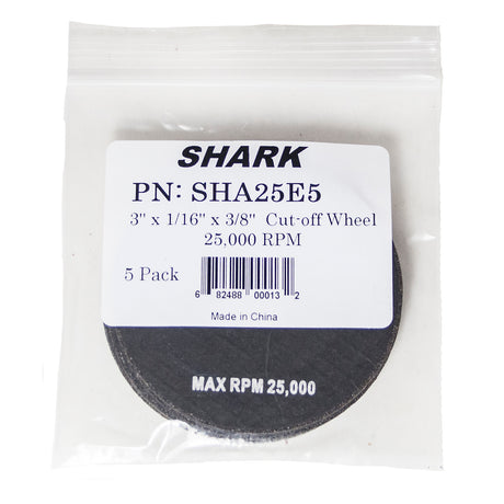 Shark Industries SHA25E5 3in. x 1/16in. x 3/8in. Reinforced Cut-off Wheels, 5PK Additional Image 1