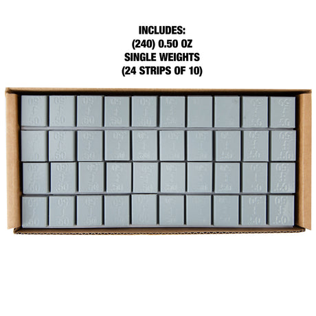 OEMTOOLS 23203 0.50 Oz. Steel Adhesive Wheel Weights, 24 Strips of 10, 240 Per Box Additional Image 2