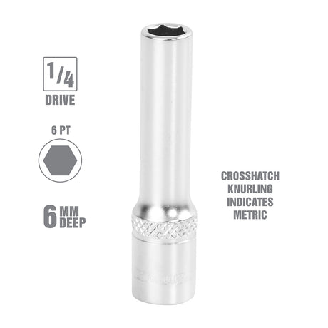 OEMTOOLS 22270 6 mm 1/4 Inch Drive Deep Socket Additional Image 1
