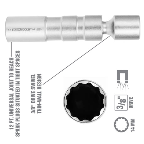 OEMTOOLS 22814 BMW 3/8 Drive 14 mm x 12 Pt. Spark Plug Socket Additional Image 3