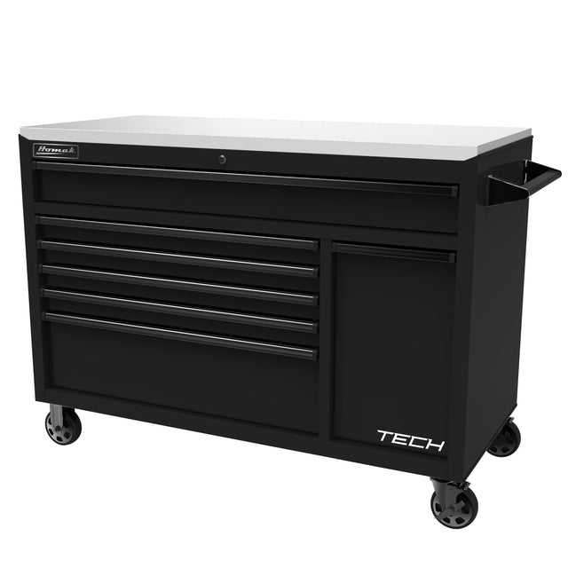 Homak 54in. TECH 7-Drawer Rolling Workstation - Black Main Image
