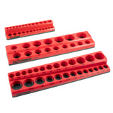 OEMTOOLS 22484 3 Piece Magnetic Socket Tray Set - Red, SAE Main Image