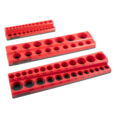 OEMTOOLS 22484 3 Piece Magnetic Socket Tray Set - Red, SAE Main Image