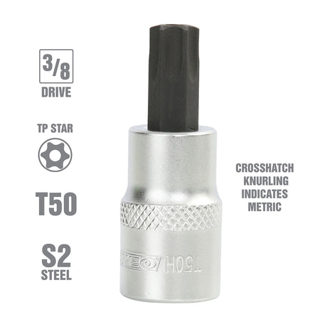 OEMTOOLS 22790 3/8 Inch Drive Tamper Proof Star Socket Bit (T50) Additional Image 1
