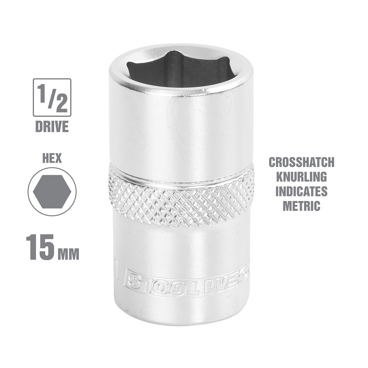 OEMTOOLS 22395 15 mm 1/2 Inch Drive Socket Additional Image 1