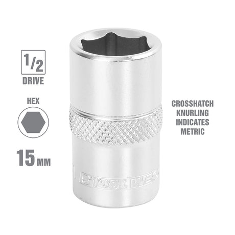 OEMTOOLS 22395 15 mm 1/2 Inch Drive Socket Additional Image 1