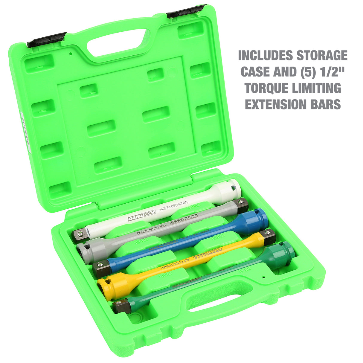 OEMTOOLS 24220 5 Piece 1/2in. Drive Torque Limiting Extension Set Additional Image 1