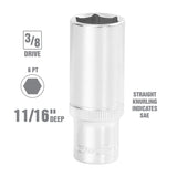 OEMTOOLS 22347 3/8in. Drive Deep Wall Socket - 11/16in. Additional Image 1