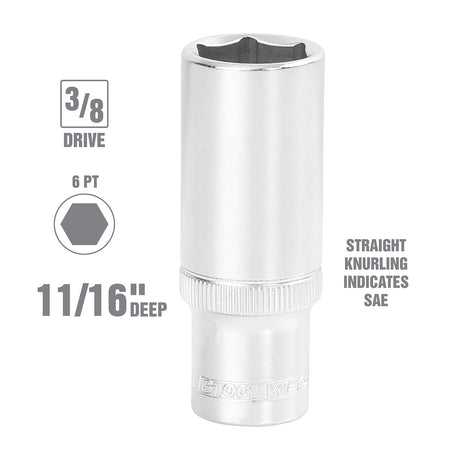 OEMTOOLS 22347 3/8in. Drive Deep Wall Socket - 11/16in. Additional Image 1