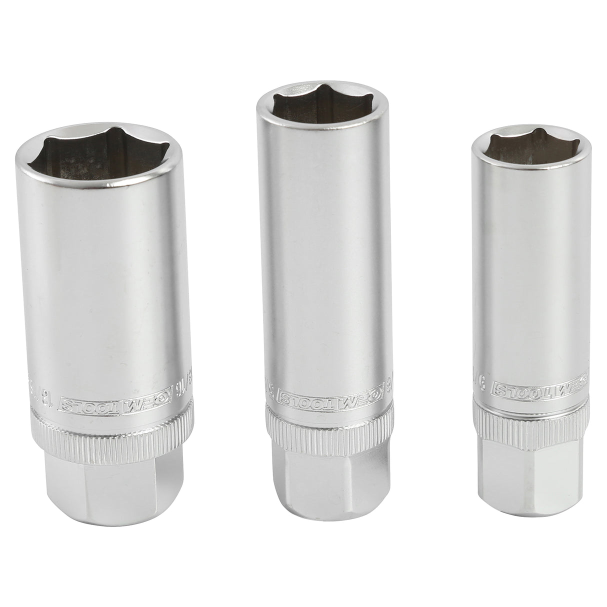 OEMTOOLS 3/8in. Drive 6 Pt. Magnetic Spark Plug 3 Piece Socket Set 5/8in., 9/16in., 13/16in. Main Image