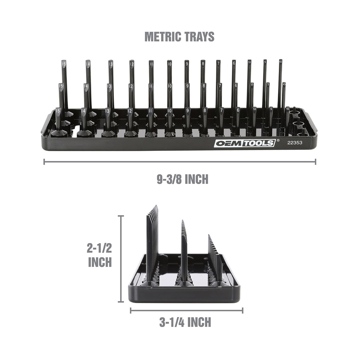 OEMTOOLS 22353 3 Post Socket Tray - 1/4in. Drive (Metric) Additional Image 1