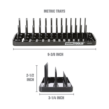 OEMTOOLS 22353 3 Post Socket Tray - 1/4in. Drive (Metric) Additional Image 1