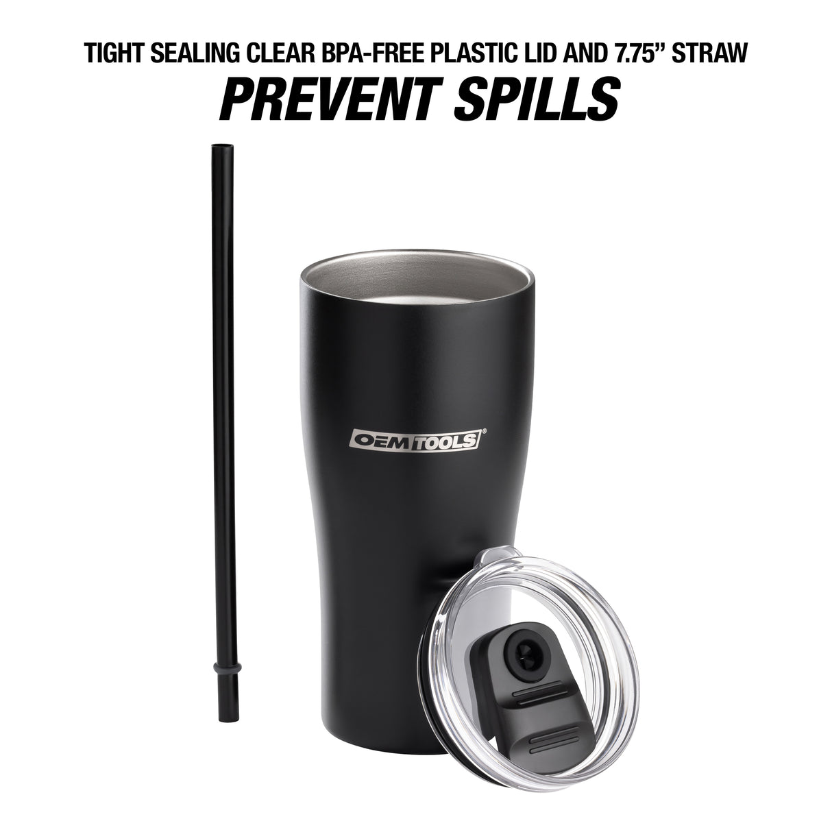OEMTOOLS 26047  20 Oz. Stainless Steel Double Wall Tumbler - Black Additional Image 2