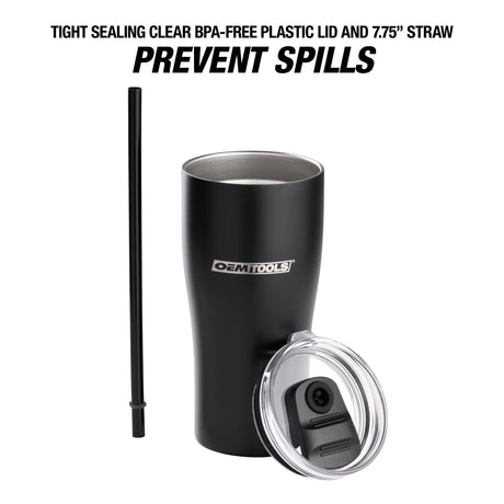 OEMTOOLS 26047  20 Oz. Stainless Steel Double Wall Tumbler - Black Additional Image 2