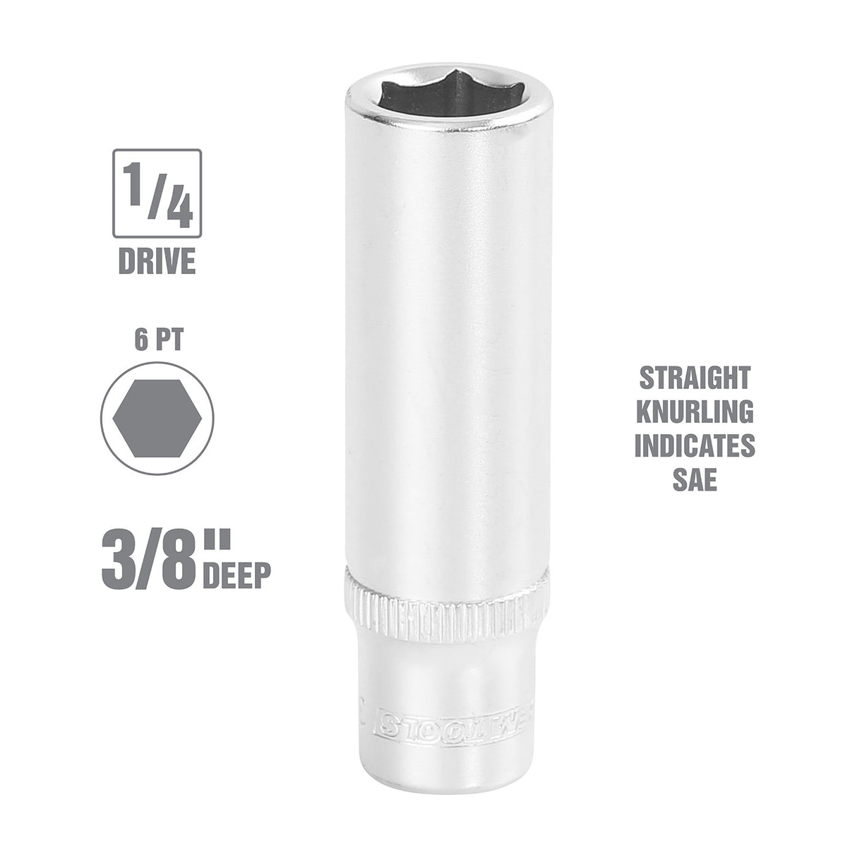 OEMTOOLS 22262 1/4 Inch Drive 6 Pt. Deep Socket (3/8 Inch) Additional Image 1