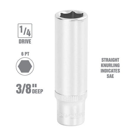 OEMTOOLS 22262 1/4 Inch Drive 6 Pt. Deep Socket (3/8 Inch) Additional Image 1