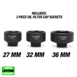 OEMTOOLS 27204 3 Piece Oil Cap Filter Socket Set (27 mm, 32 mm, and 36 mm) Additional Image 1