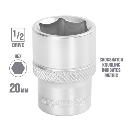 OEMTOOLS 22400 20 mm 1/2 Inch Drive 6 Pt. Socket Additional Image 1