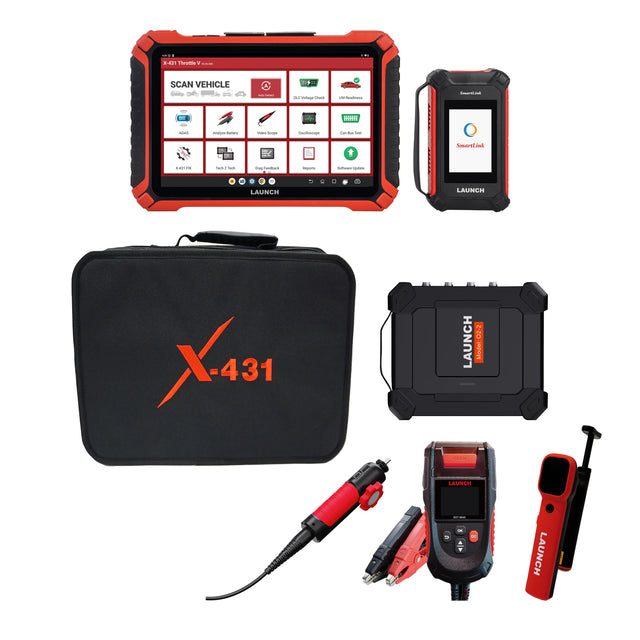 Launch X-431 Throttle V, VSP-828 USB Video Scope, BST-860S Battery Tester, Tread Master 1.0, & Carrying Bag Bundle Main Image