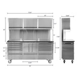 OEMTOOLS OEM24615 72in. 11-Drawer Cabinet and Upper Cabinet - Stainless Steel Additional Image 8