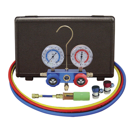 Mastercool 89661UV R134a Aluminum Manifold Kit with Dye Injector Main Image